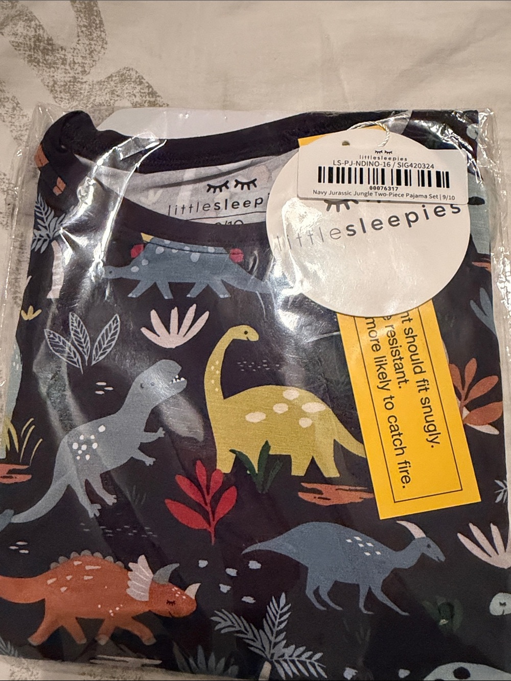 Little Sleepies Navy Dinosaur Two-Piece Pajama Set 9/10 New